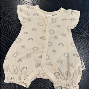 Cream Baby Romper with Sun and Rainbow Print
